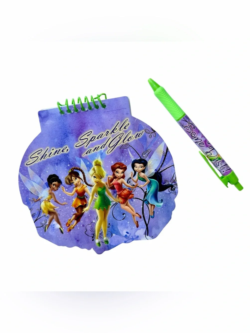 Vintage Tinker Bell New DeadStock Disney Fairies Spiral Notebook And Pen Y2K